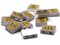 15 20mm Purple and Yellow Wooden Rectangle Happy Face Beads - Two Hole Emoji Beads
